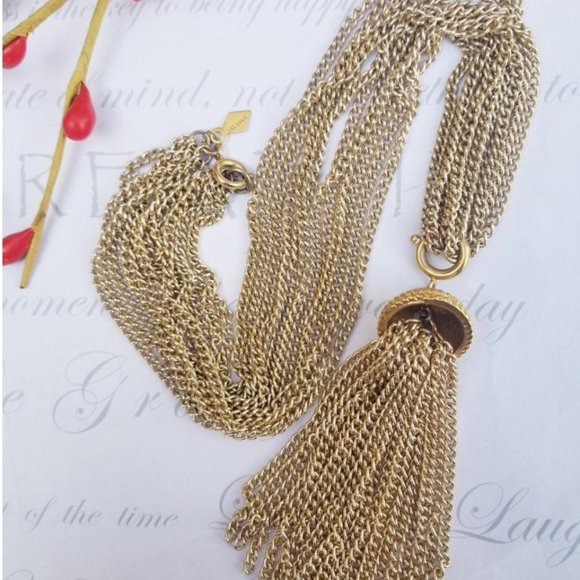Sarah Coventry Tassel Necklace Gold Tone Tagged - Picture 6 of 8